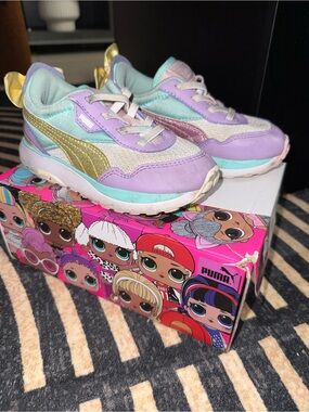 LOL SURPRISE Puma Girls Pastel Lavender, Mint & Gold Athletic Shoes
